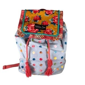 Matilda Jane Make A Splash Swim Backpack Floral Polka Dot Drawstring Snap Close